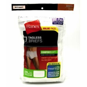 2008 Hanes Briefs Mens 2XL White 100% Cotton Comfort Flex Waistband‎ 7 Pack
